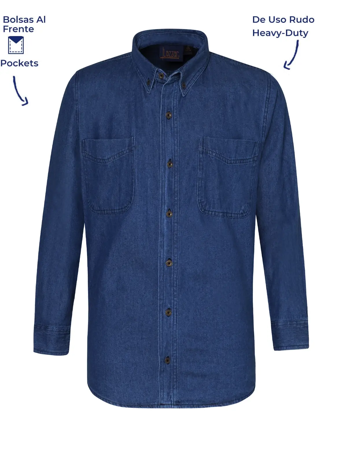 Camisa industrial de mezclilla (7.5 oz) para hombre