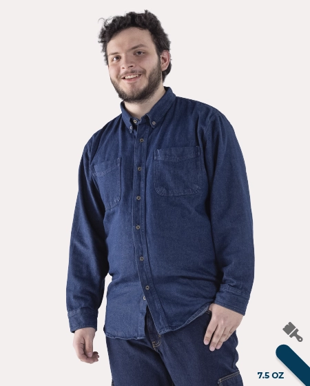 Camisa industrial de mezclilla (7.5 oz) para hombre